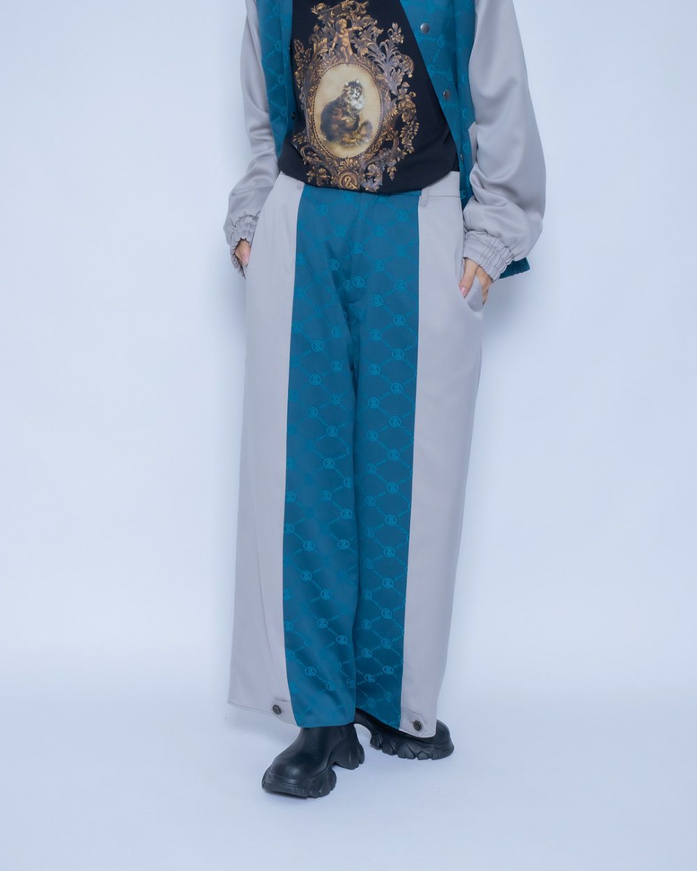 アンドエルシー チェックパンツ &エルシー 猫マドラスチェックパンツ