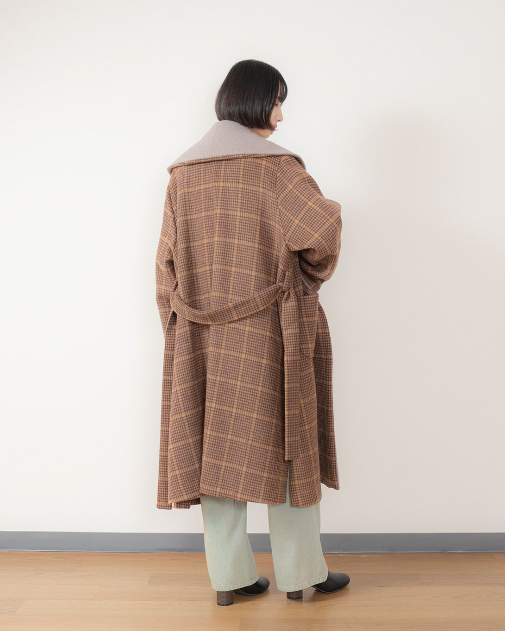 【toko】ロイスクレヨン　ロングコート　チェック　ネイビー　Aライン　パ drop-kaitori_jk1-2309-246