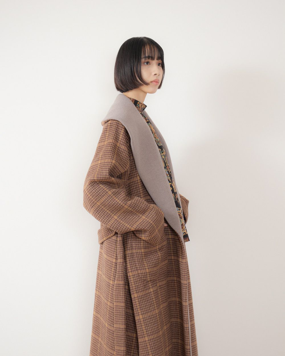 【toko】ロイスクレヨン　ロングコート　チェック　ネイビー　Aライン　パ Lois CRAYON | CRAYON ONLINE STORE